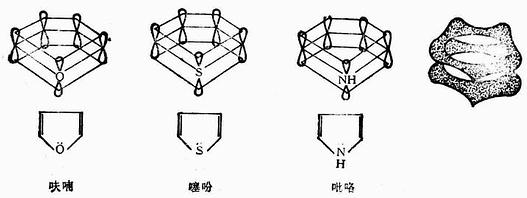 呋喃、噻吩和苯的分子结构